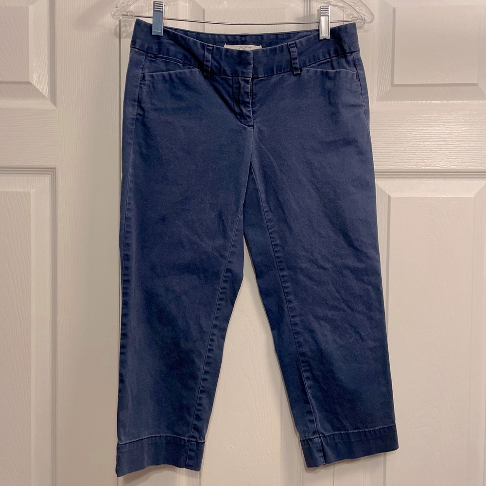 LOFT navy blue cropped capris mid rise pants size 00P
